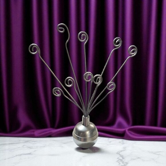 Silvertone Wire Photo Holder Christmas Card Tabletop Display Stand for 10 Photos - Picture 7 of 11